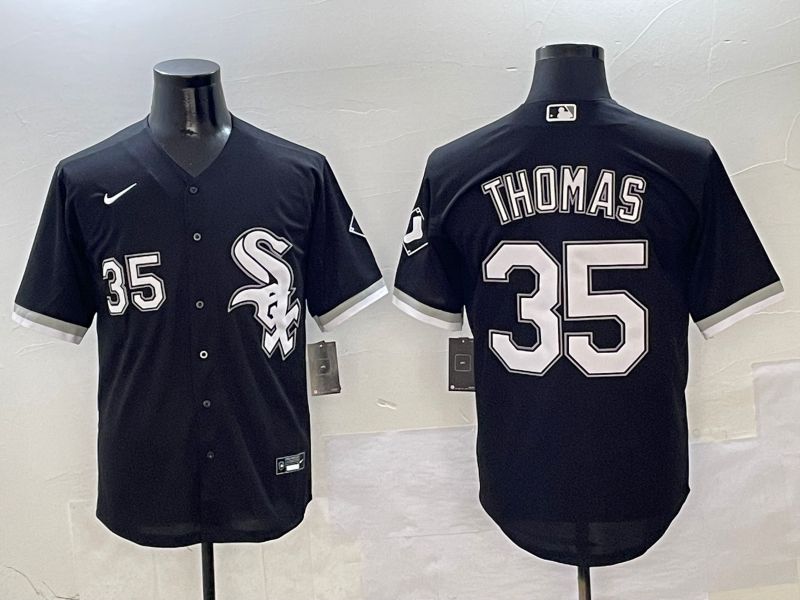Men Chicago White Sox #35 Thomas Black Game 2025 Nike MLB Jersey style 1